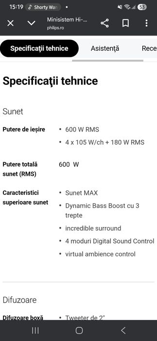 Combina audio Philips FW m608