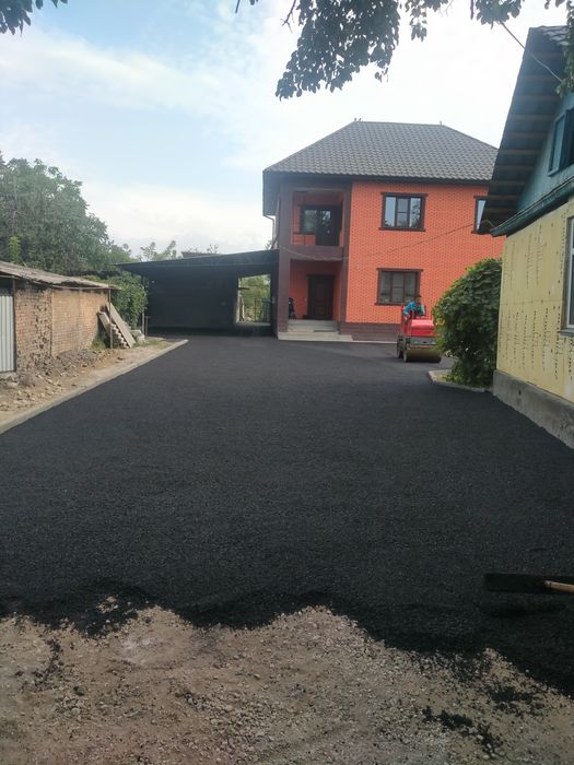 Асфальтирование. Укладка асфальта. Каток