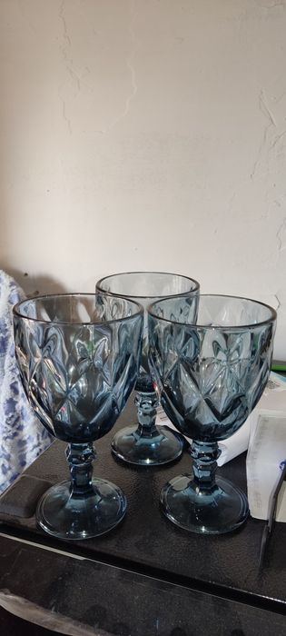 3 синих фужера бокала