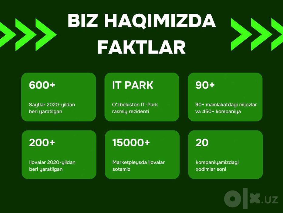 Sayt yasash / Internet Do'kon / 10 YIL KAFOLAT