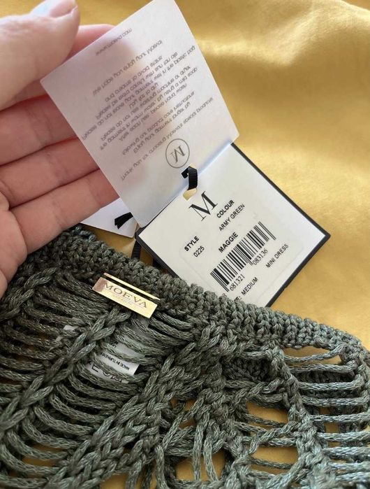 MOEVA London оригинална мини плажна рокля плетиво в зелен цвят