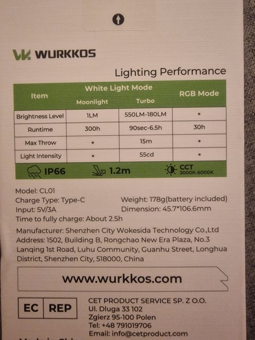 Фенер / къмпинг лампа Wurkkos CL01