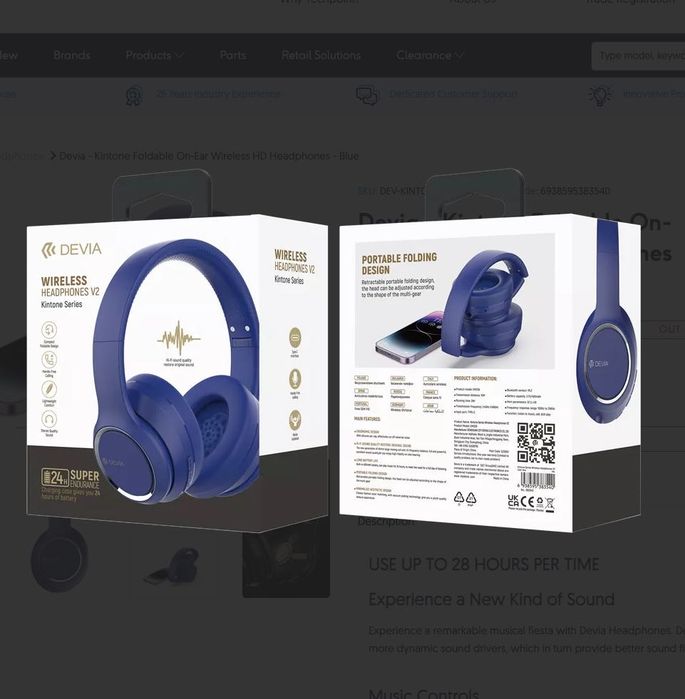 Casti Wireless Bluetooth Devia On-Ear Kintone Albastru