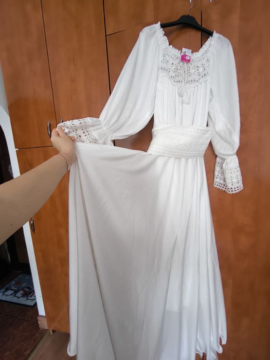 OCAZIE!!! Rochie NOUĂ lungă alba ocazie, cununie, nunta, marime XS-S