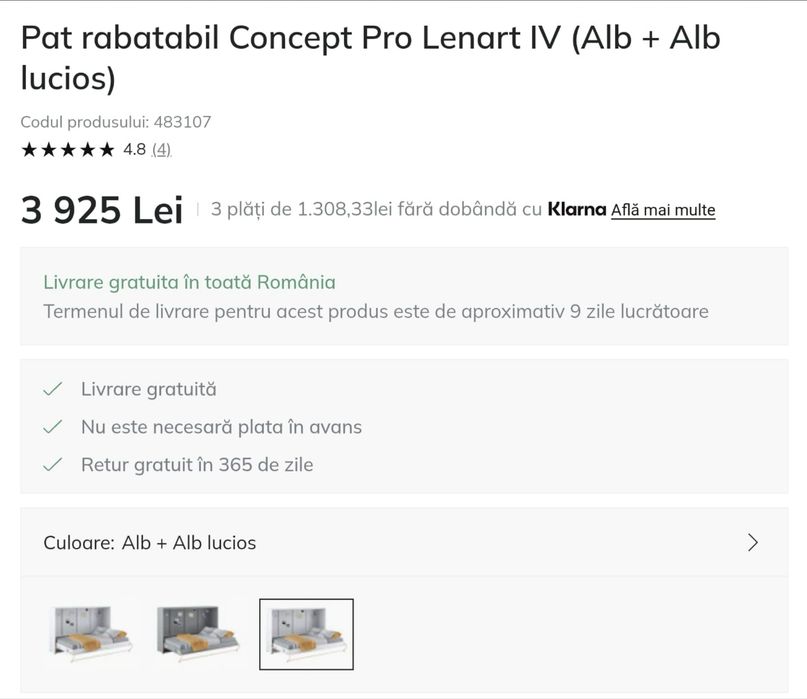 Pat rabatabil Concept Pro Lenart IV