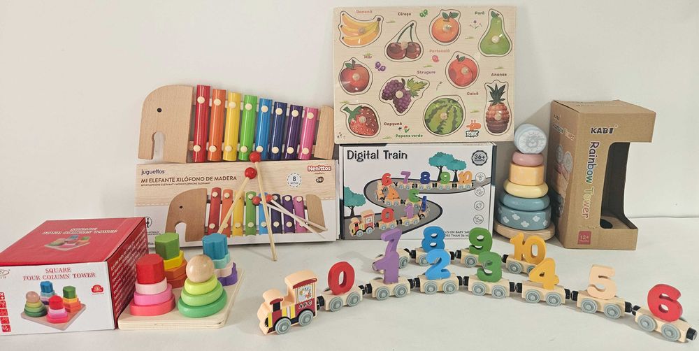 Lot de jucarii educative din lemn. Jucarii Montessori
