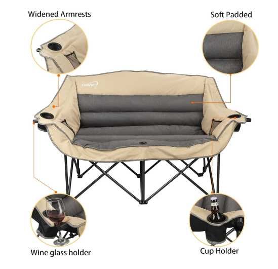 Складной походный кресло для двоих-100х90х52 см Доставка бесплатно