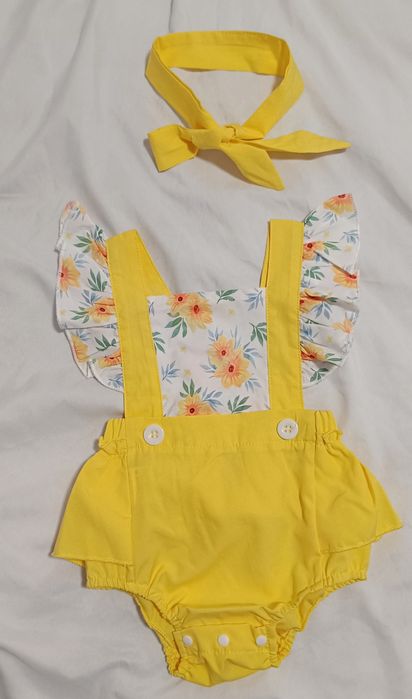 Ново жълто боди със панделка