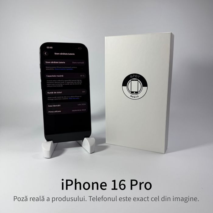 ispotmobile.ro  iPhone 16 PRO 128 GB  , 92% ! Garantie 2 ani + cadou