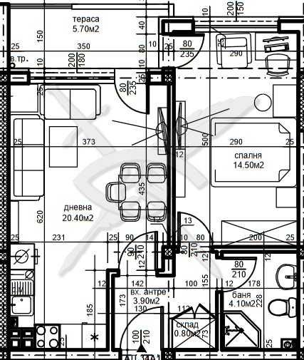 Двустаен апартамент в Южен 91968