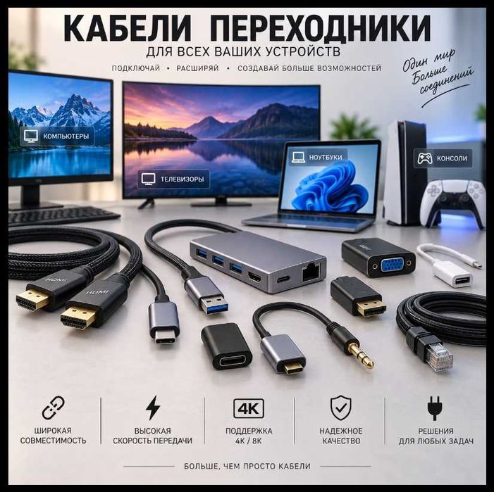 Переходники,кабели,термопаста,сата и другое,hdmi vga dvi d,лан