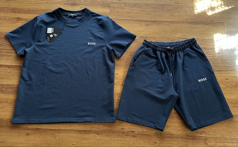 Мъжки,памучен,тъмно син екип Hugo BOSS с бродирано лого,ГОЛЕМИ РАЗМЕРИ