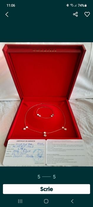 CELLINI  Set colier și brățară aur roz 18k cu sidef și coral