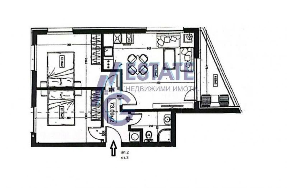 Тристен апартамент в кв. Василико, гр. Царево - 83 m²