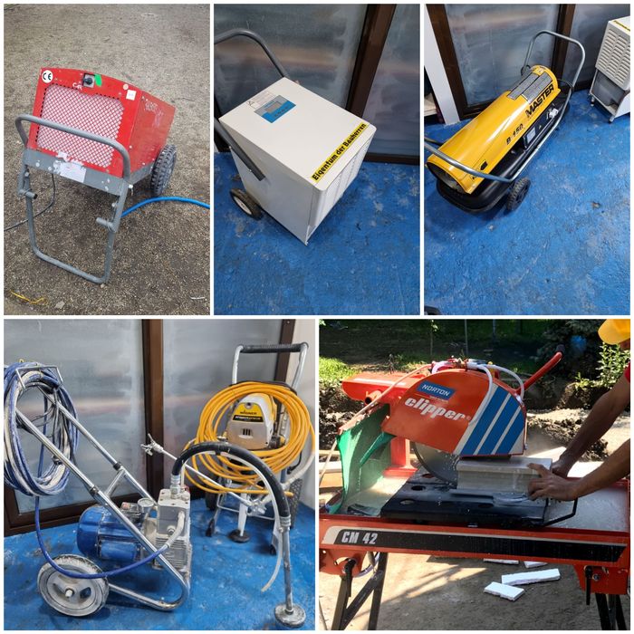 Dezumidificator,pompe de vopsit,tun aer cald,masina de taiat pavaj