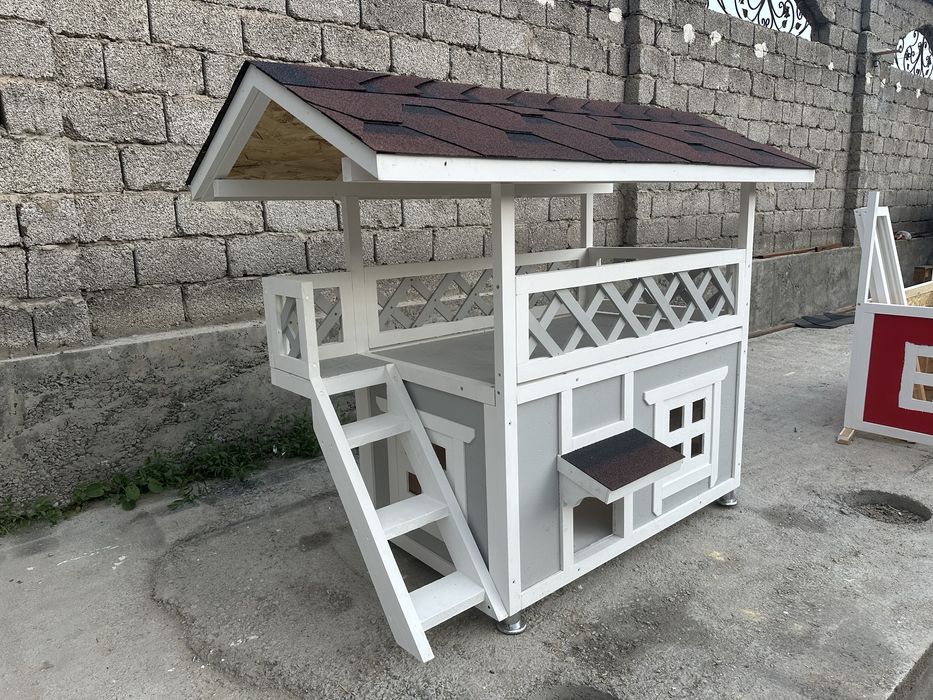 Деревянный домик с верандой — «Небо» Для Йоркширский терьер