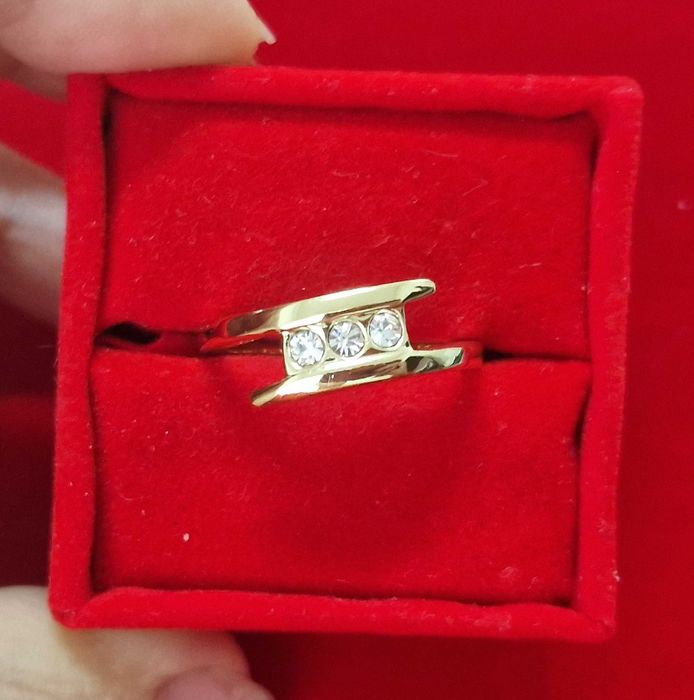 GR101, inel placata ur 14k, model logodna, zirconii albe, superb