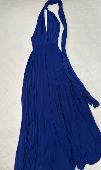 Женское элегантное синее платье в пол, размер M