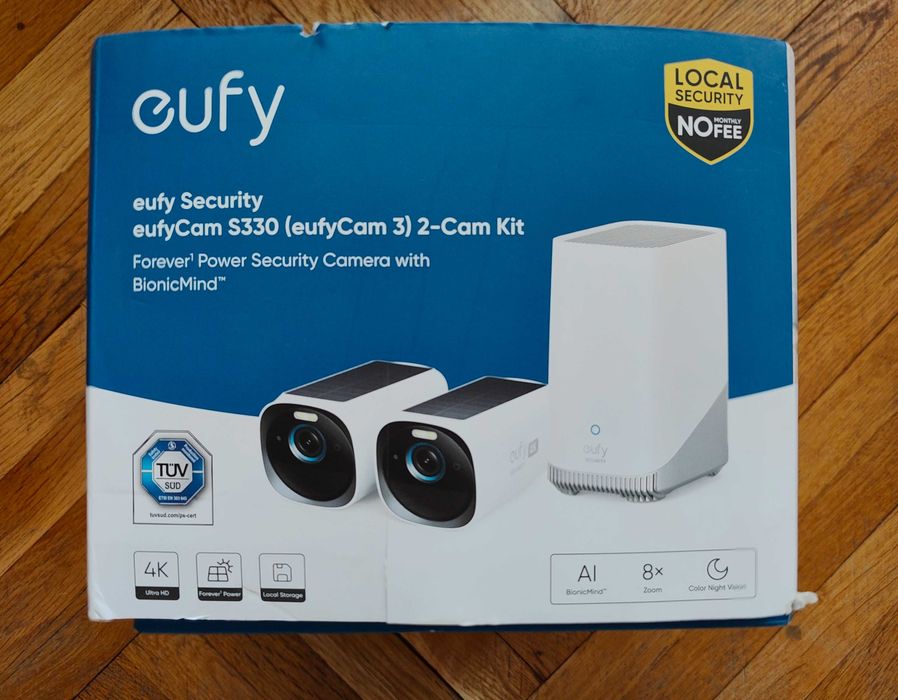 4K камери eufyCam S330 (eufyCam 3) + HomeBase 3 (Без такси). Чисто нов комплект 2 бр соларни камери