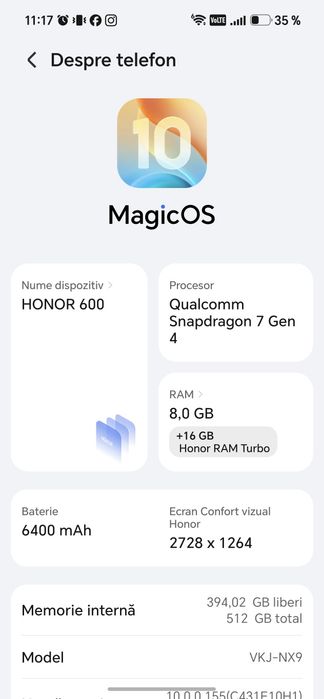 Honor 600 Foarte Întreținut