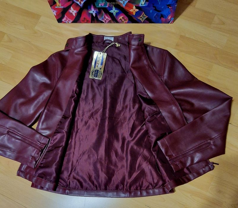 Jacheta piele eco burgundia dama super model import Italia