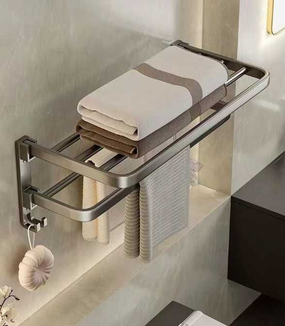 Suport pentru prosoape baie aluminiu argintiu 50cm