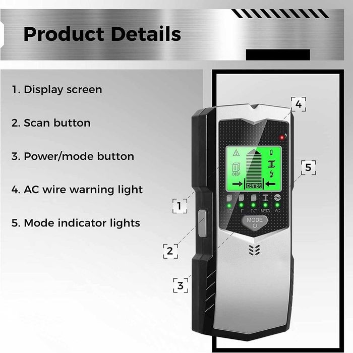 Сканер для поиска и обнаружения деревянных балок, труб, проводов тока