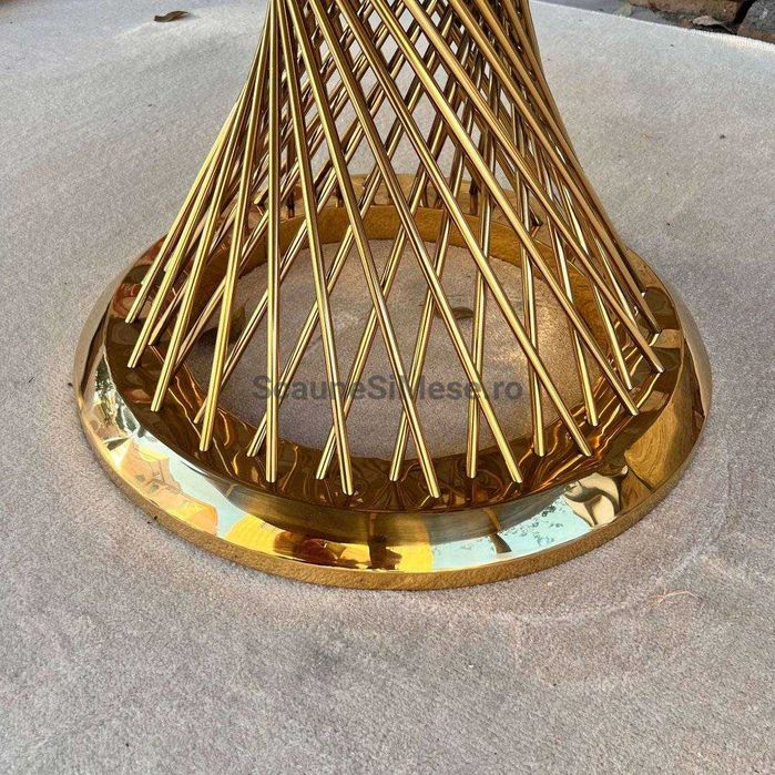 Masa Nunta Aurie, Evenimente, Luxury, Rotunda, 150cm, Baza Spirala