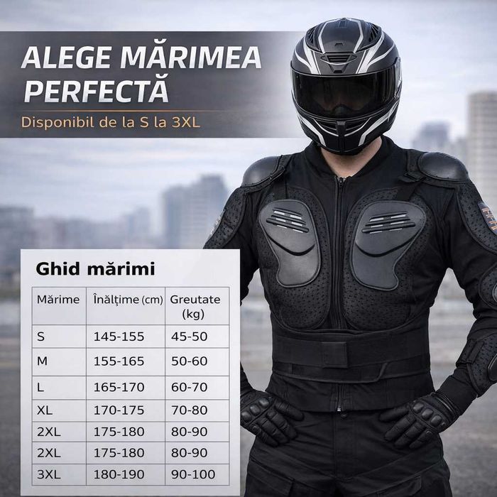 Armura de Protectie Moto, Rezistenta, Respirabila, Absorbtie a Socurilor, Pentru Moto Scuter, Motocross Negru Marimea M