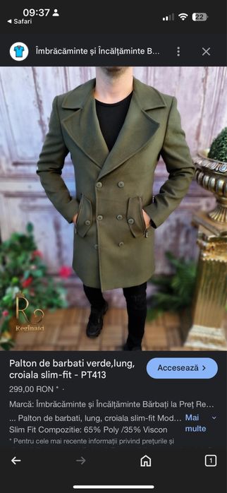 Palton de primavara, de barbati. Marime S