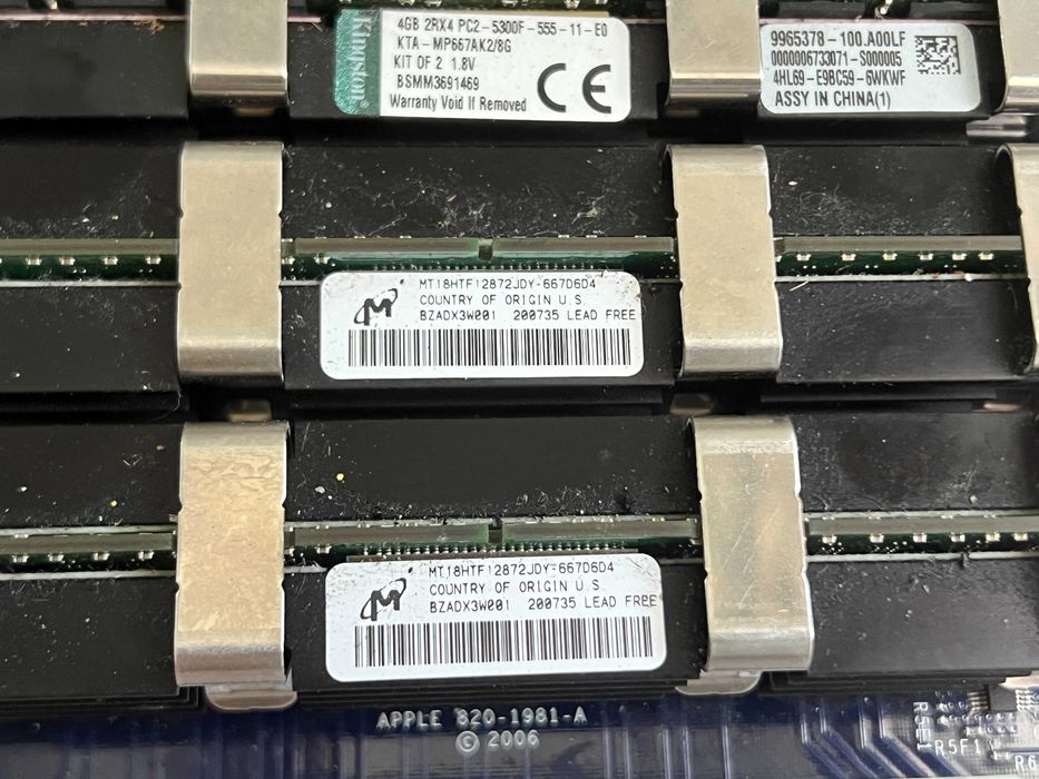 Apple Mac Pro RAM riser card 16GB FB-DIMM ECC DDR2 complet