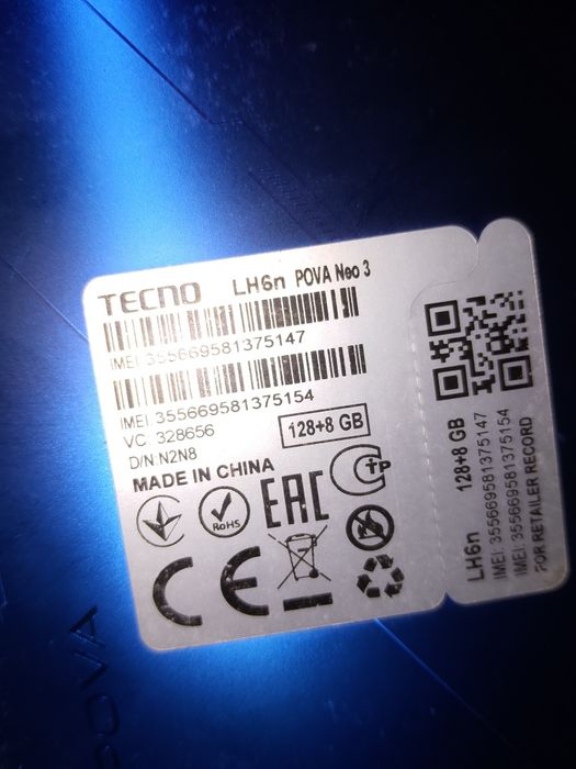 Tecno pova neo 3. 8gb 128gb