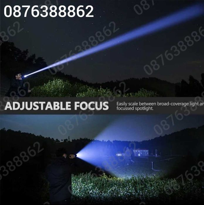 ПРОМО! Мощен Лед фенер 900000W POLICE 24см, Зуум, Водоустойчив