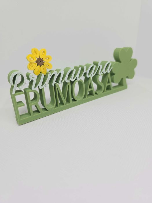 Decoratiune pentru noroc ”Primavara Frumoasa” cu trifoi si floare