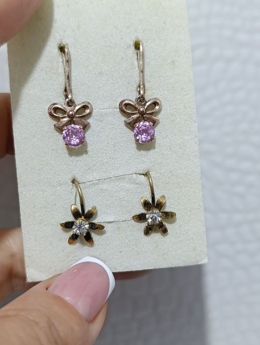 Советские  подростковые серебряные серьги.