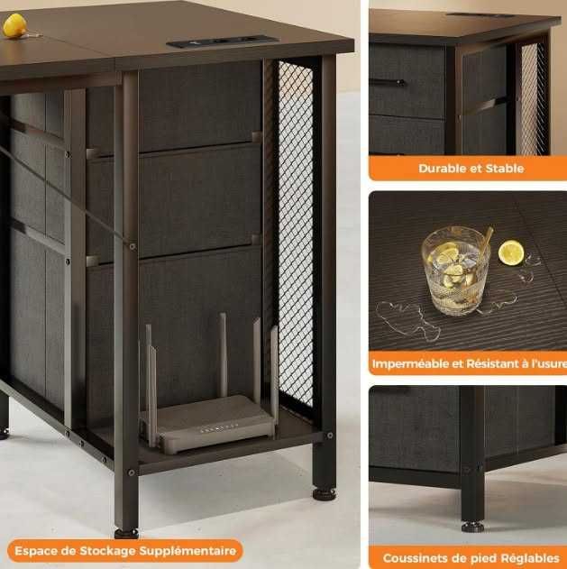 Бюро Coleshome с 6 чекмеджета, 160x52 см, вграден контакт и USB порт