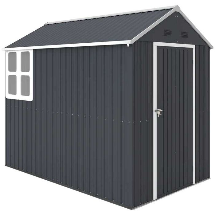 Градински навес Outsunny, метален навес за инструменти, двойна врата, прозорец, 259x172x222 см