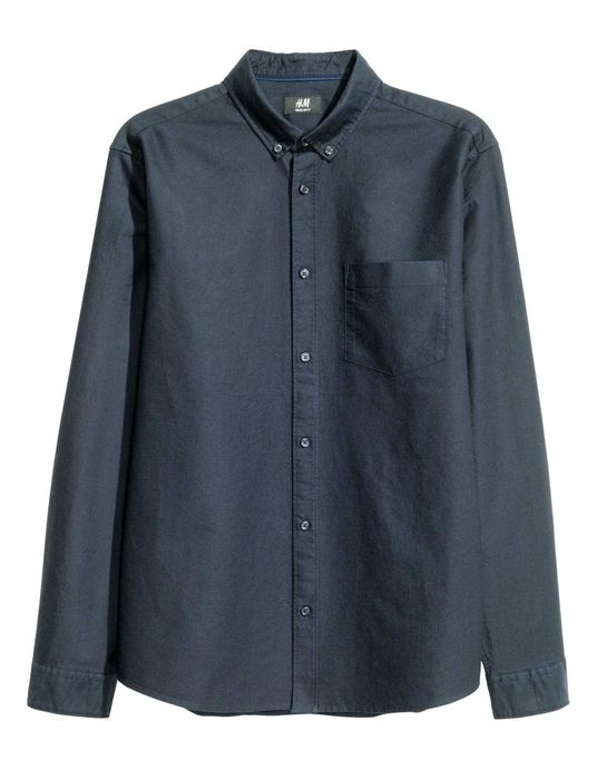 H&M - 7 camasi oxford 100% bumbac, mar.M, noi, eticheta, talie=105 cm.