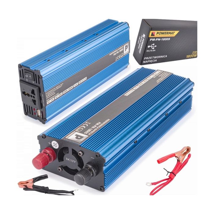 Convertor de tensiune auto, invertor tensiune 12V 230V 1800 W,