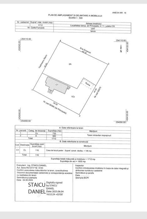 Casa cu teren in Ianca Olt, centru