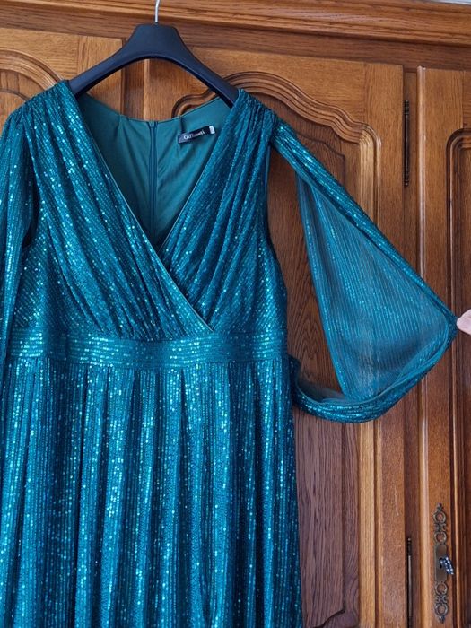 Rochie de ocazie verde smarald 46 (XL)