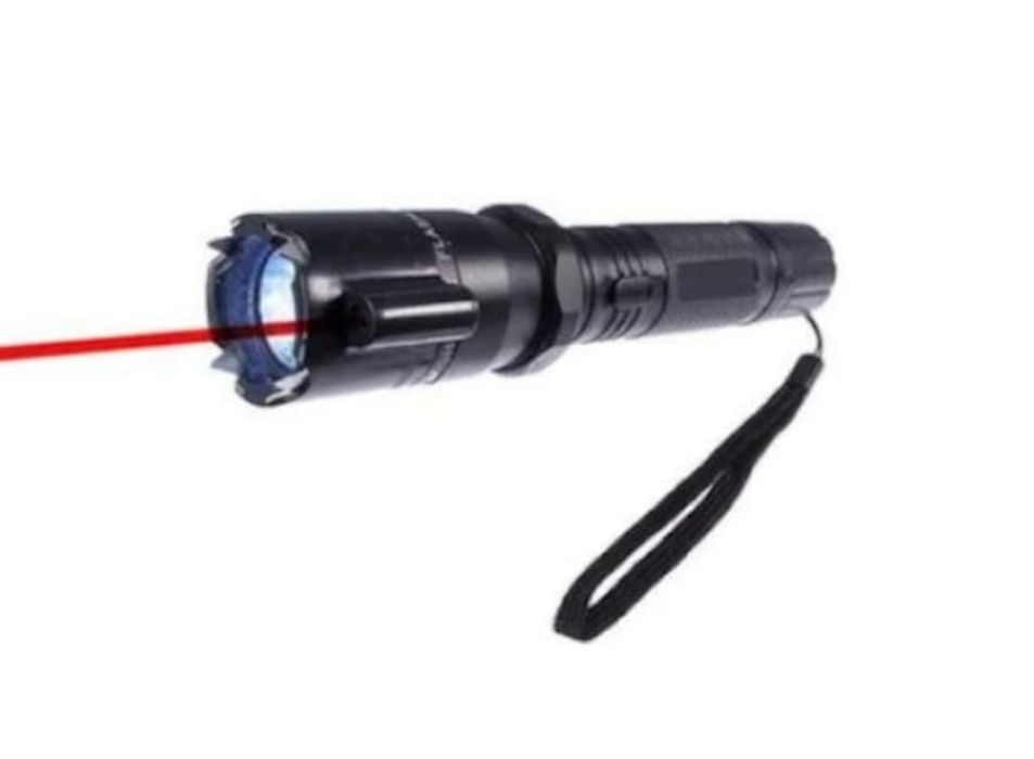 Lanterna 3 in 1 cu laser ,electrosoc,acumulator carcasa din aluminiu