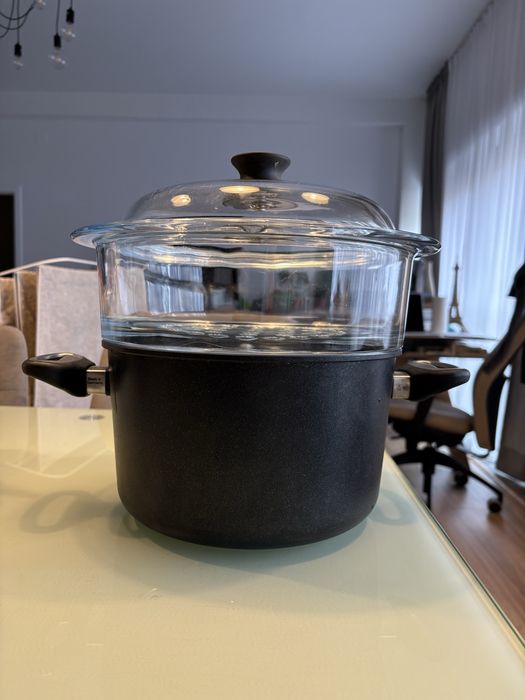 oala aluminiu, sita gatit cu abur din sticla