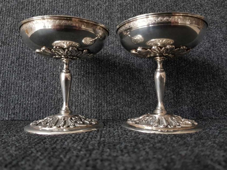 КРАСИВИ Чаши сребърни с позлата за вино и шампанско 19 век