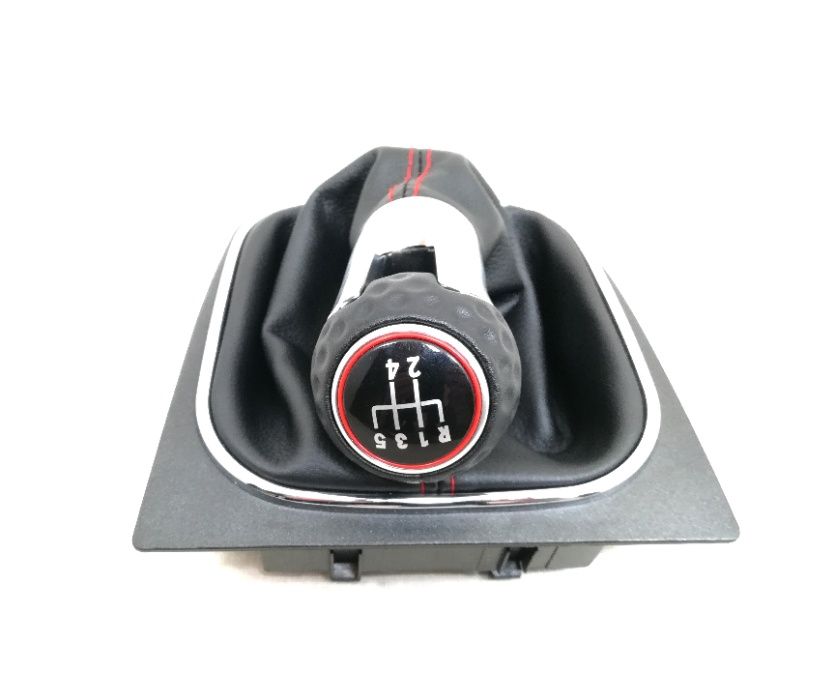Топка скоростен лост с маншон червен шев VW Golf MK5,MK6, Jetta, EOS
