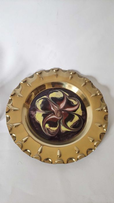 Декоративна чиния за стена от месинг и арт керамика