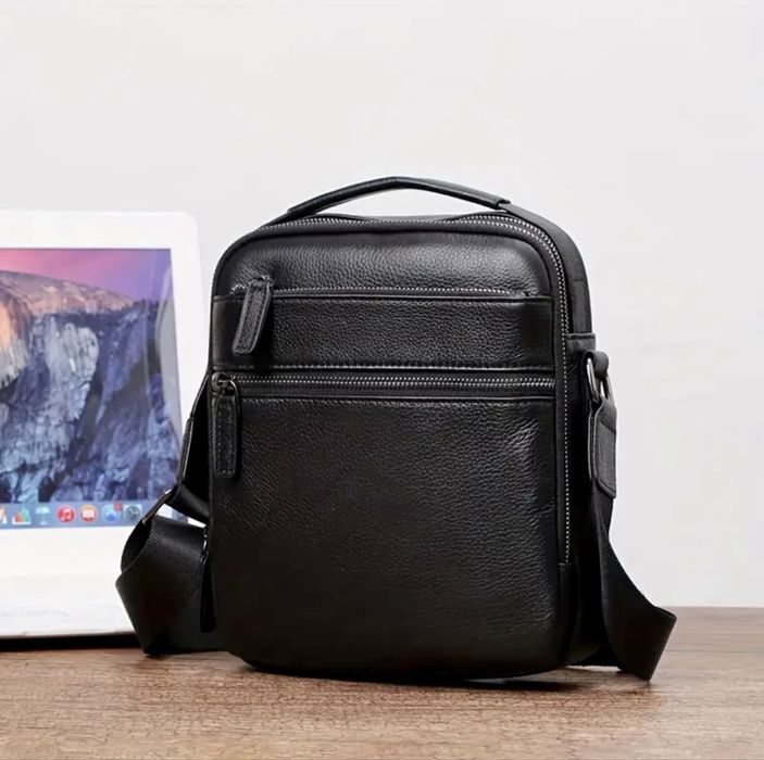 Мъжка, луксозна бутикова кожена чанта /Черна естест. кожа -10%Промоция