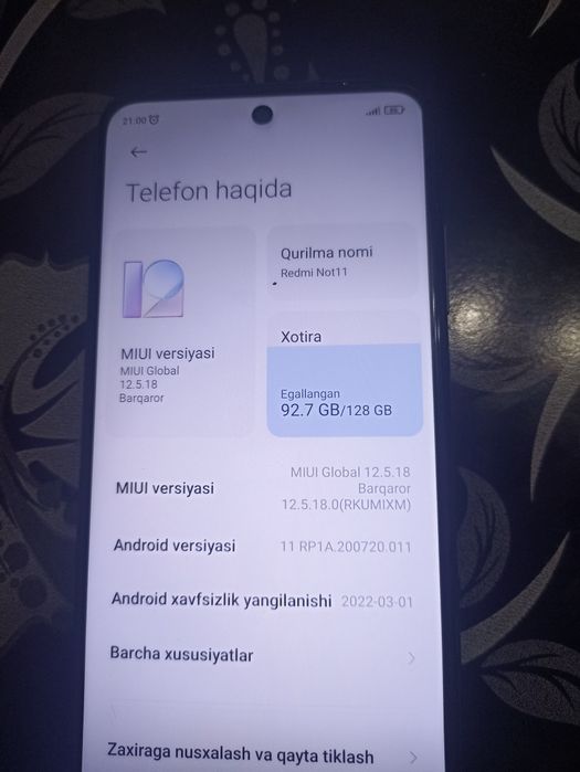 Redmi not 11 4g aybi yoʻq