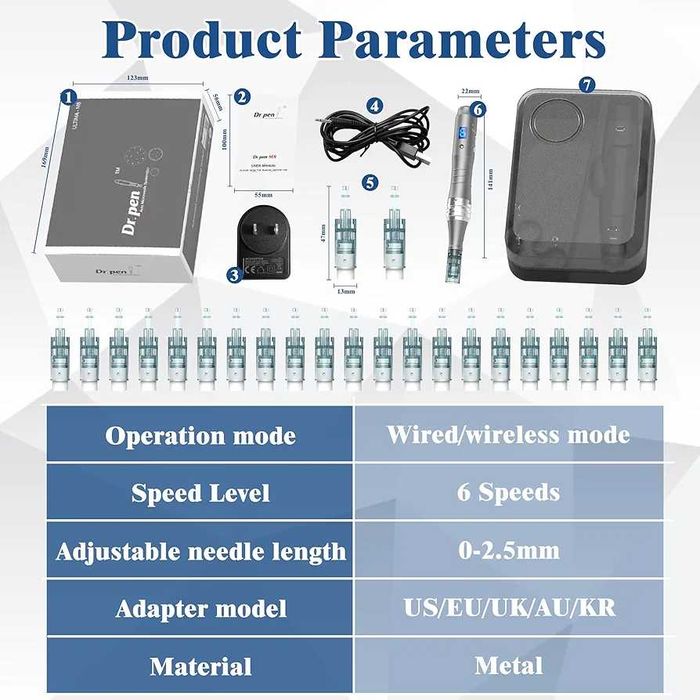 Чисто нов с игли и аксесоари дермапен Drr. Pen Ultima M8