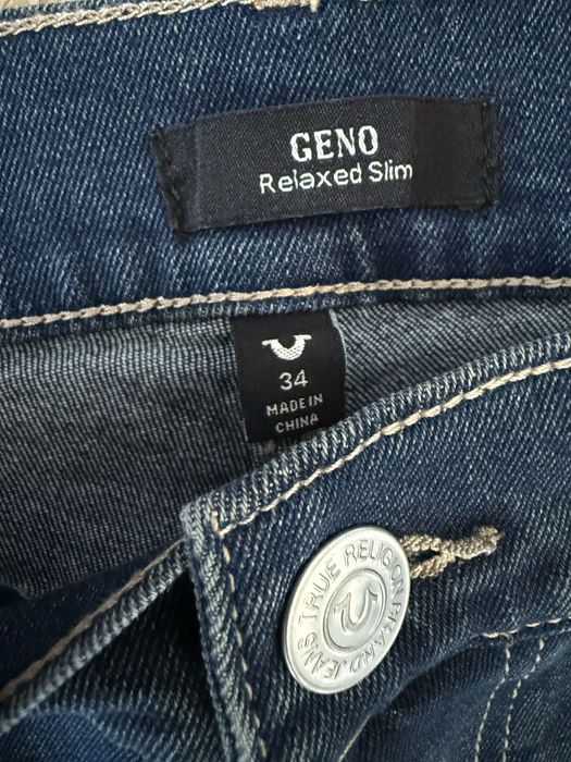 Blugi TRUE RELIGION Geno Relaxed Slim Albastru Barbati | Marime 34 x 32 (Talie 93 cm)